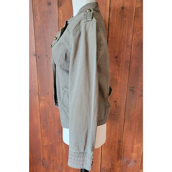 Sanctuary Surplus Gray Military Jacket Women XS-S Brass Button Epaulette Army - Picture 6 of 11